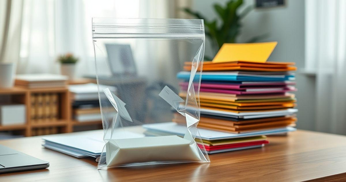 Saco com aba adesiva transparente é a solução ideal para organização e proteção de documentos