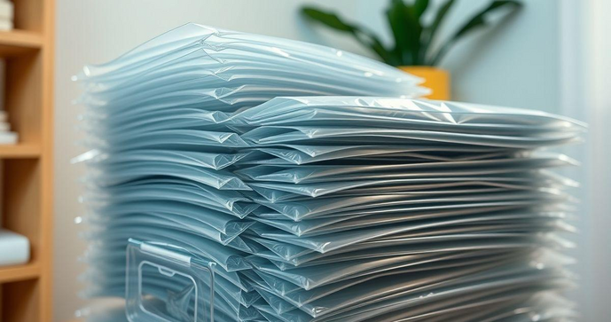 Saco Plástico Adesivado Pacote 1000 Peças para Armazenamento Eficiente